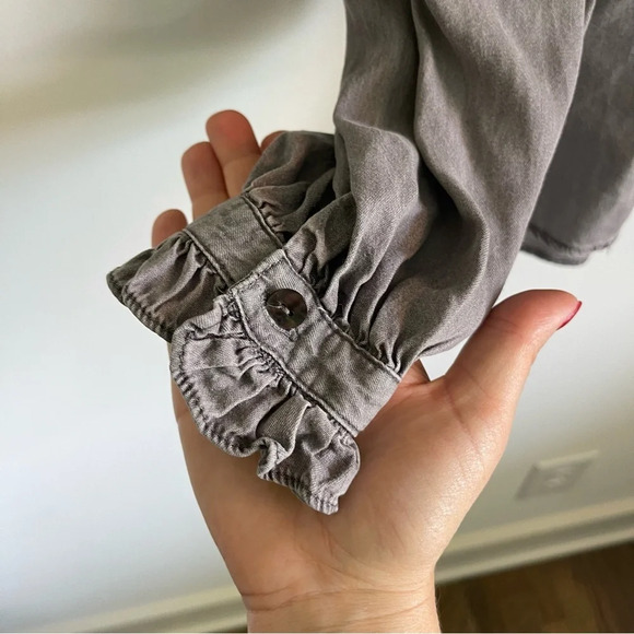 Rebecca Minkoff Willamina Tencel Ruffle Gray Long sleeve Top size medium - Picture 6 of 9